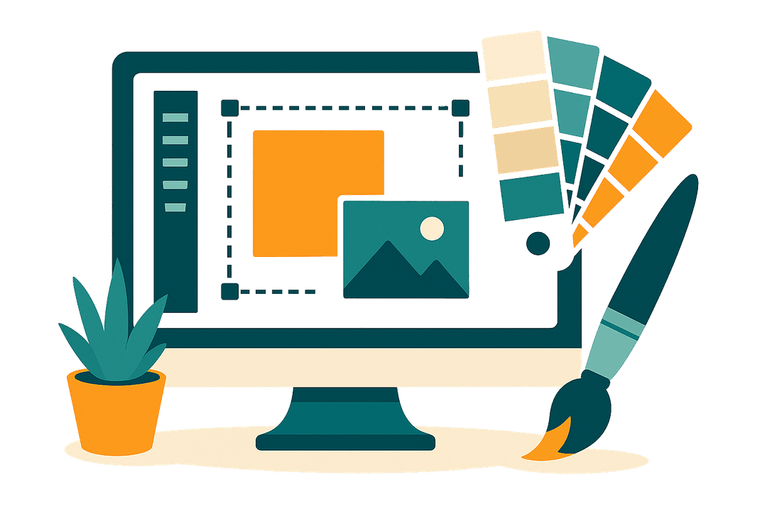 Designs de websites mostrando variações de marca
